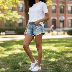 Hollister 5 (W27) High Rise Vintage Short Women’s Distressed Exposed Pockets